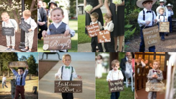 Look at the adorable signs carried by  handsome little dudes