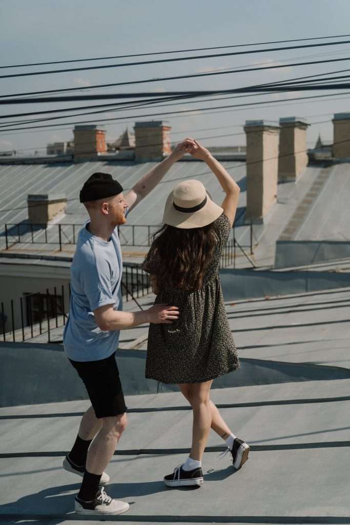 Wedding Proposal dancing on the Rooftop