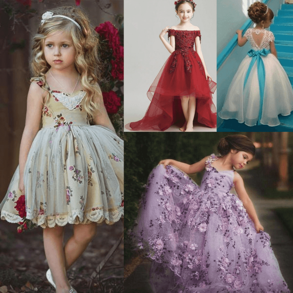Flower girl dresses floral or with color accent