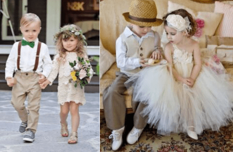 Cute toddler flower girl and ring boy perfect for rustic wedding
