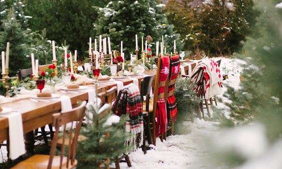 Christmas wedding setting
